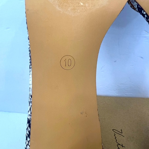 VINTAGE HAVANA,BLACK & WHITE SNAKE PRINT OPEN TOE MIDTOP, ADJUSTABLE ANKLE LOOP - Picture 11 of 15